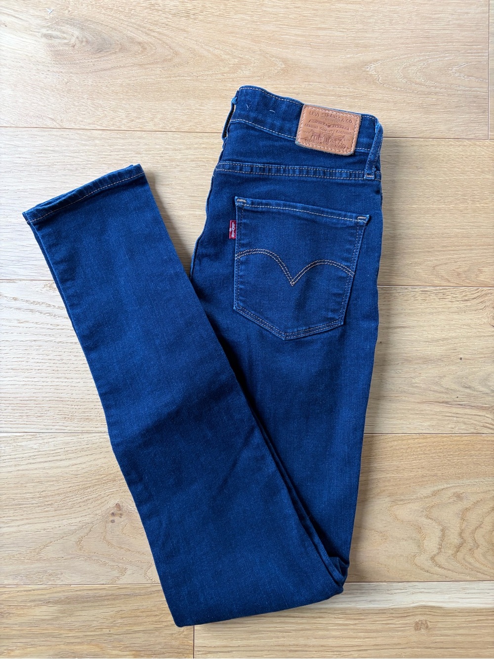 Levi's 721 High Rise Skinny Jeans - Indigo Blue with Orange Stitching